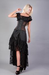Morgana underbust steel boned corset in brown taffeta