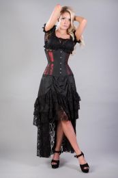 Morgana underbust steel boned corset in red king brocade