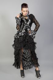 Morticia victorian gothic jacket in black lace silver king 