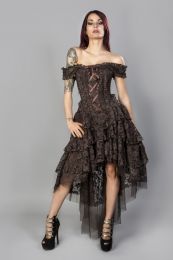 Ophelie burlesque corset dress in brown king brocade