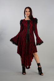 Paula Off Shoulder Victorian Corset Dress in Red King Brocade by Burleska -  Gothic Clothing