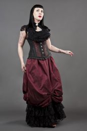 Petra long line steel boned underbust corset in red scroll brocade