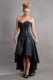 Phoenix maxi prom dress in black taffeta