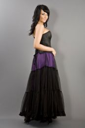Rara long victorian skirt purple cotton and black mesh overlay