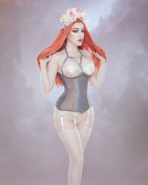 Morgana underbust steel boned corset in cream taffeta