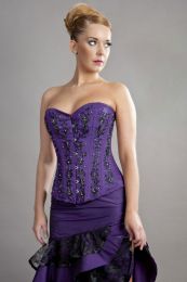 Soiree steel boned overbust corset in purple taffeta