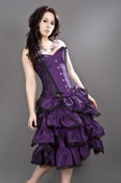Sophia knee length burlesque skirt in purple taffeta