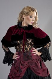 Victorian bolero shrug in burgundy velvet and black fur