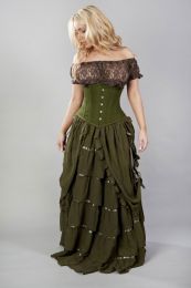 Victorian gothic long skirt in olive green chiffon