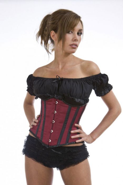 Traditional double steel boned underbust corset in black satin