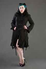 Ladies Black Gothic Coat with Hood | Elizabeth | Burleska