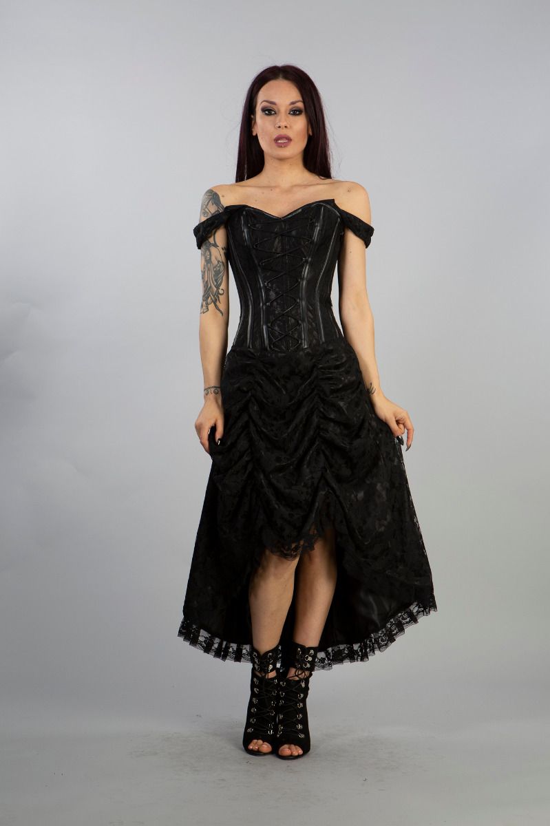Burleska Elegant overbust corset with steel bones, black satin and bla -  Colours Shop